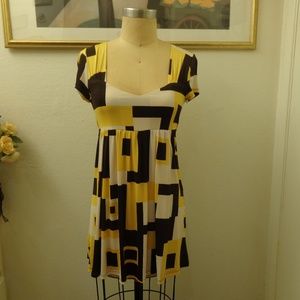 Forever 21 Mod Colorblock Yellow Brown Tunic Dress